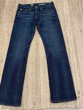 AG Adriano Goldschmied Jeans 28 R Dark Indigo Denim Stretch Straight Leg Y2K